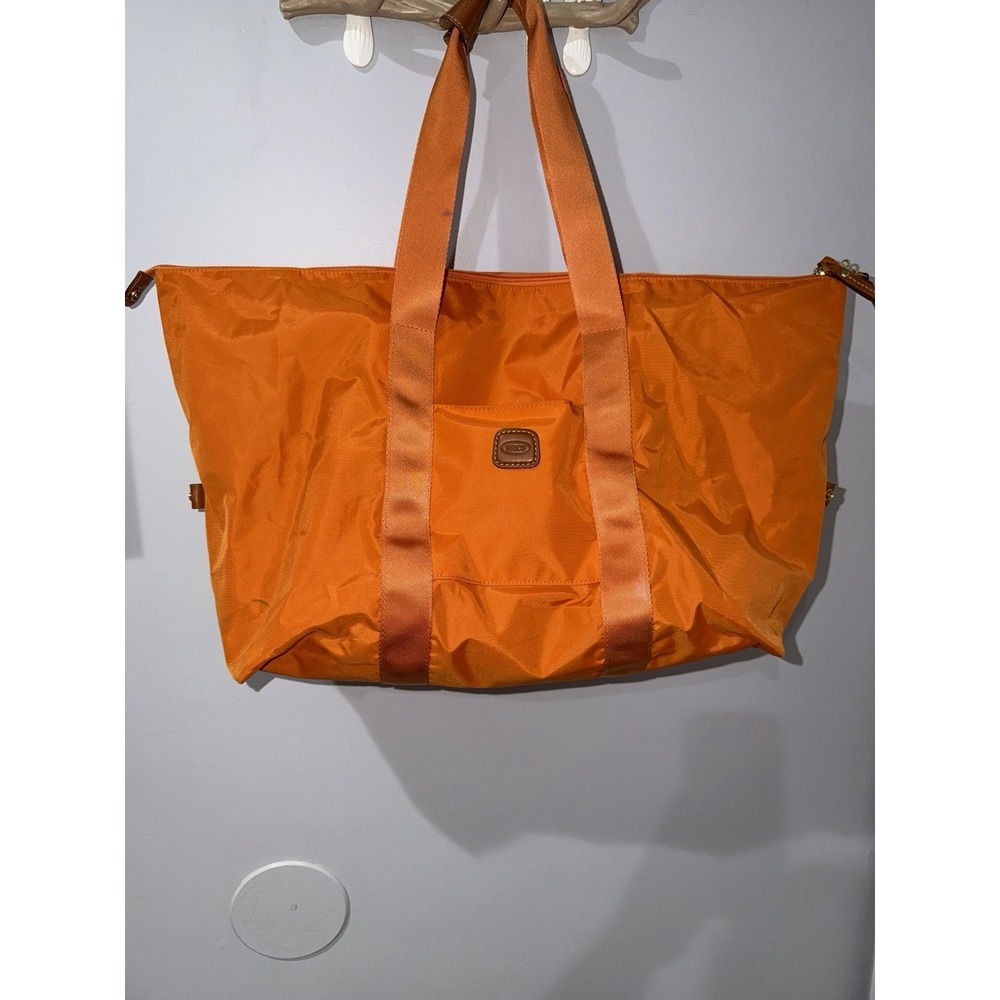 BRIC'S $210‎ Large X Travel Deluxe Weekender Duffle Bag Orange Nylon Leather 22"